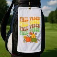 Fall Vibes Season Retro Pumpkin Golf Towel thumb 2