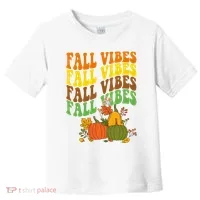 Fall Vibes Season Retro Pumpkin Toddler T-Shirt thumb 0