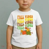 Fall Vibes Season Retro Pumpkin Toddler T-Shirt thumb 2