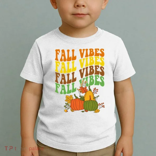 Fall Vibes Season Retro Pumpkin Toddler T-Shirt