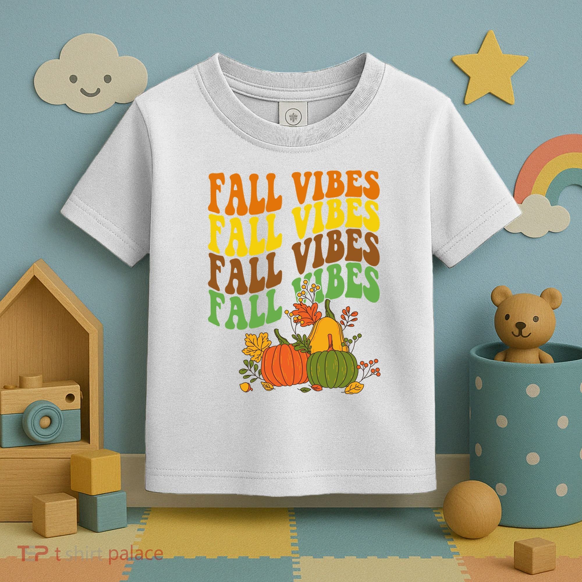 Fall Vibes Season Retro Pumpkin Toddler T-Shirt