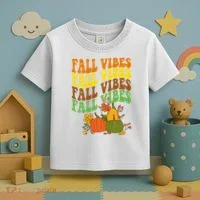 Fall Vibes Season Retro Pumpkin Toddler T-Shirt thumb 3
