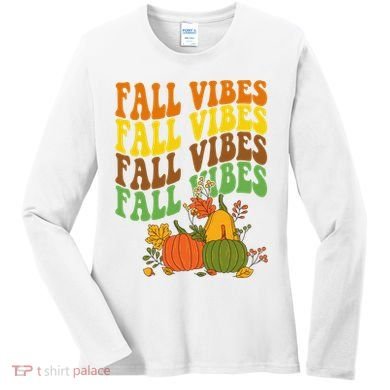 Fall Vibes Season Retro Pumpkin Women's Long Sleeve Shirt