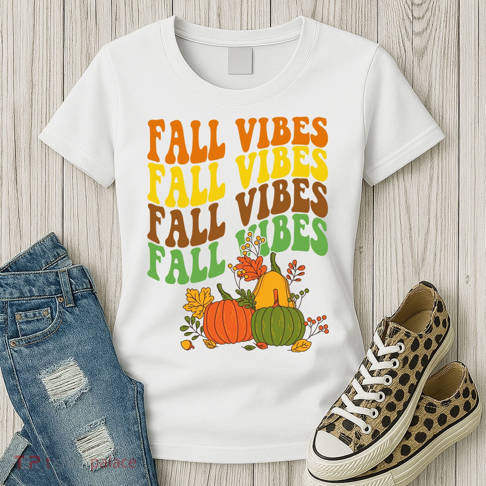 Fall Vibes Season Retro Pumpkin Women's T-Shirt