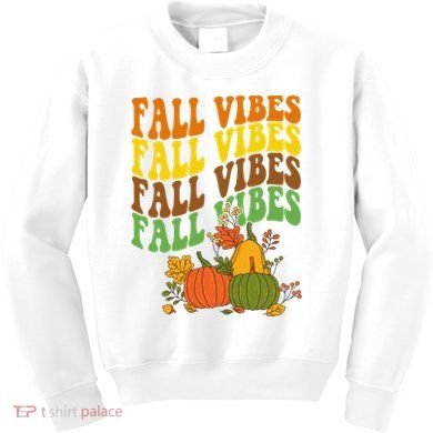 Fall Vibes Season Retro Pumpkin Kids Sweatshirt