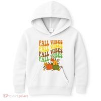 Fall Vibes Season Retro Pumpkin Kids Hoodie thumb 0