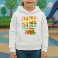 Fall Vibes Season Retro Pumpkin Kids Hoodie thumb 3