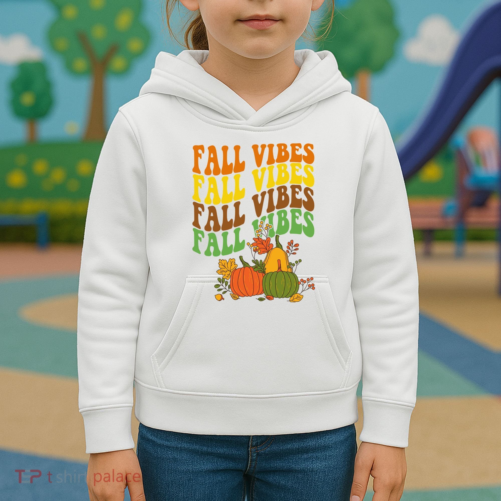 Fall Vibes Season Retro Pumpkin Kids Hoodie