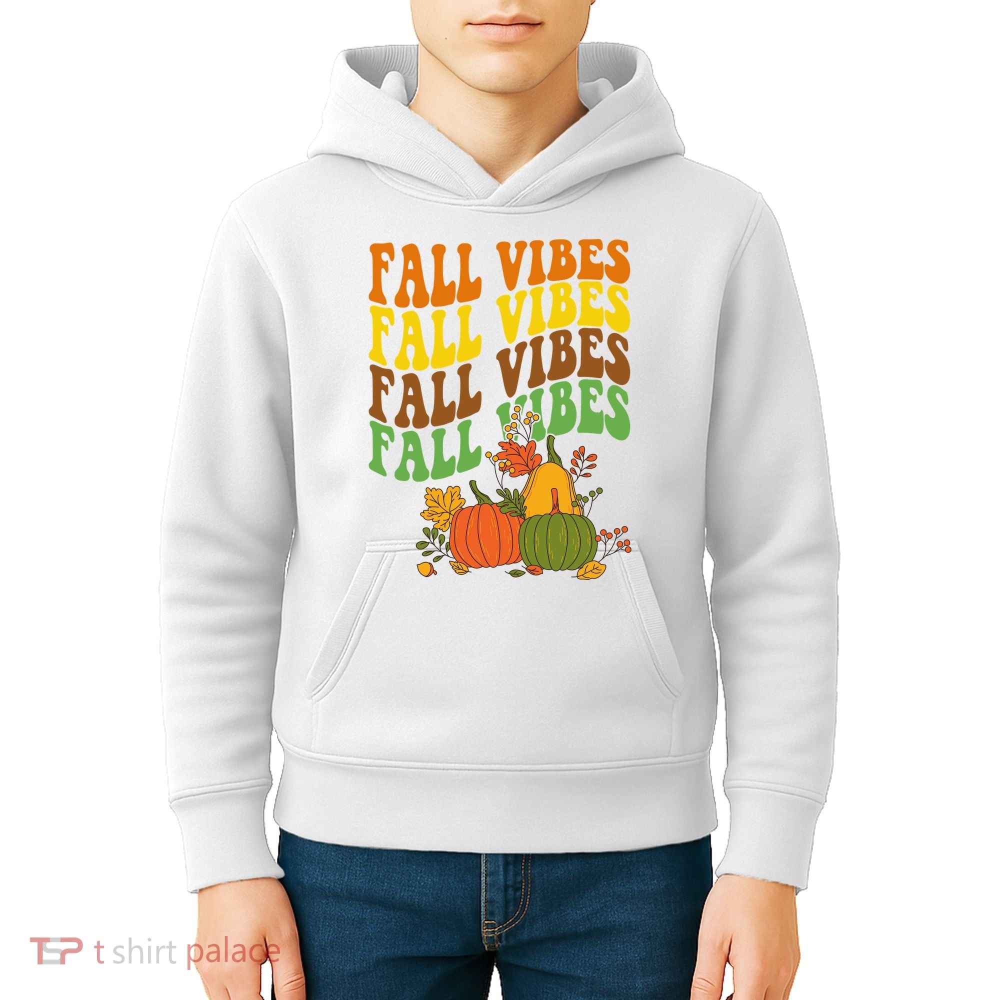 Fall Vibes Season Retro Pumpkin Kids Hoodie