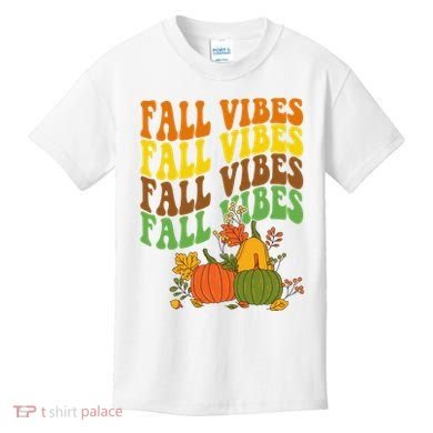 Fall Vibes Season Retro Pumpkin Kids T-Shirt