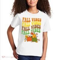 Fall Vibes Season Retro Pumpkin Kids T-Shirt thumb 2