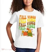 Fall Vibes Season Retro Pumpkin Kids T-Shirt thumb 2