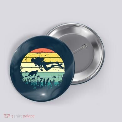 Funny Vintage Scuba Diving Dive Diver Button