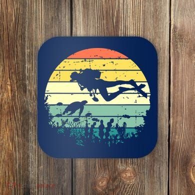 Funny Vintage Scuba Diving Dive Diver Coaster