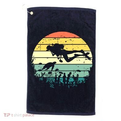 Funny Vintage Scuba Diving Dive Diver Golf Towel