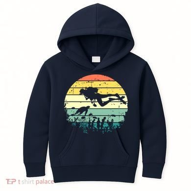 Funny Vintage Scuba Diving Dive Diver Kids Hoodie