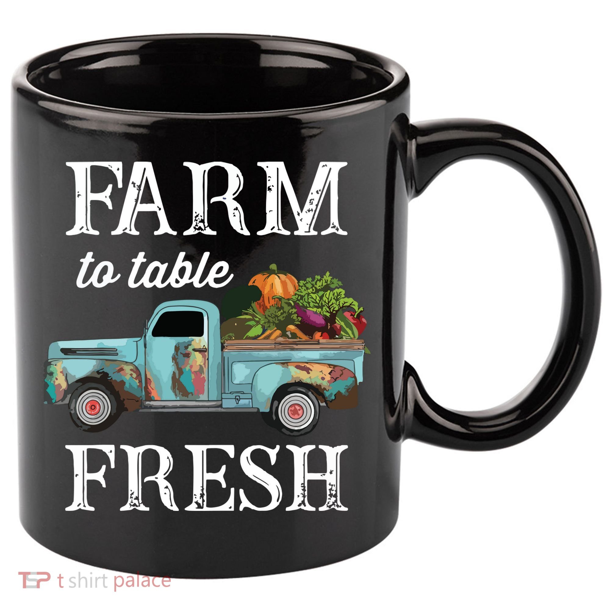 Farm Vegetables Truck Farm To Table Fresh 11oz C Handle Ceramic Mug