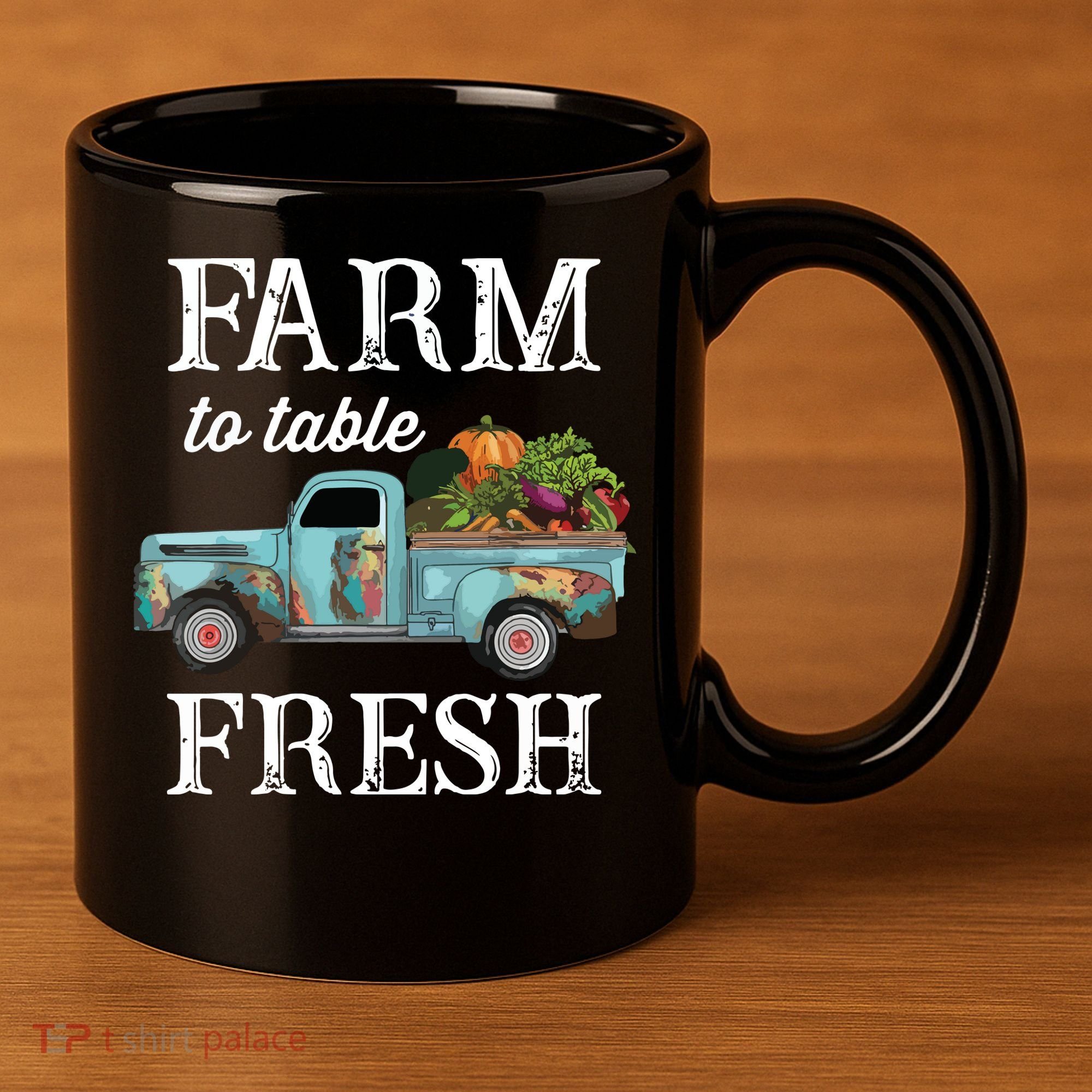 Farm Vegetables Truck Farm To Table Fresh 11oz C Handle Ceramic Mug