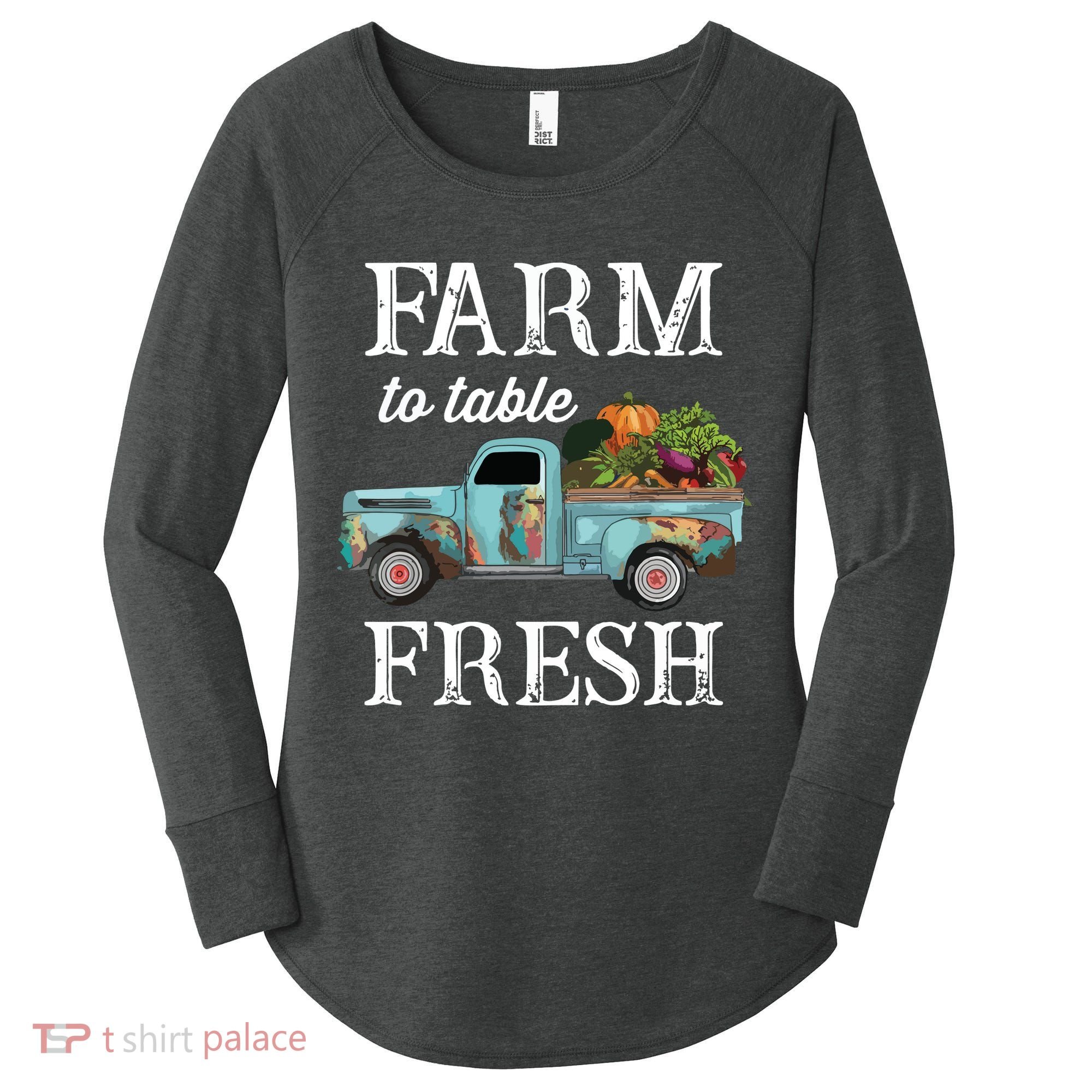 Farm Vegetables Truck Farm To Table Fresh Women's Perfect Tri Tunic Long Sleeve Shirt