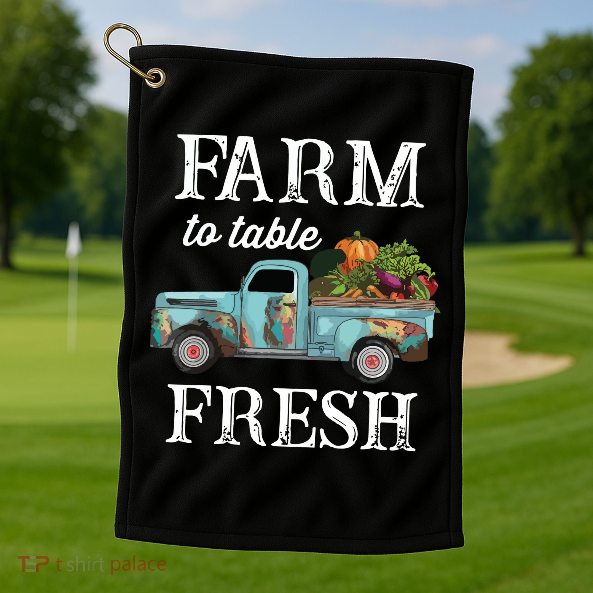 Farm Vegetables Truck Farm To Table Fresh Golf Towel