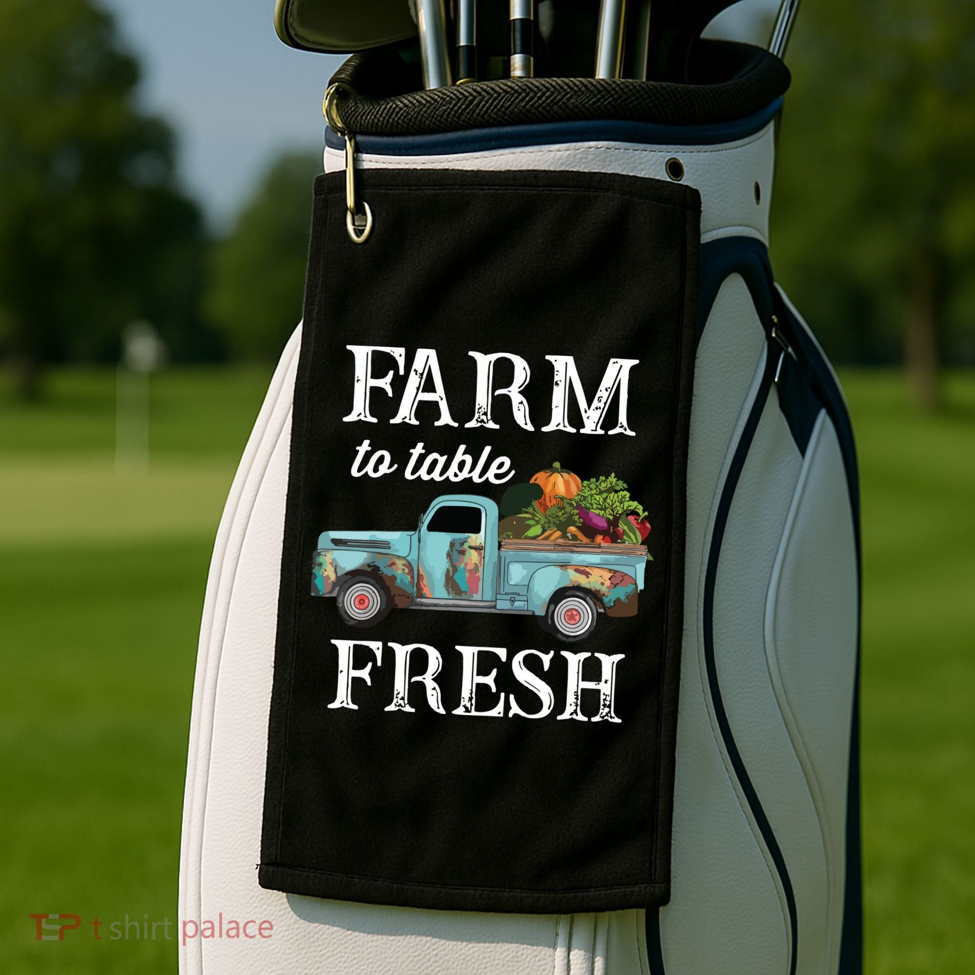 Farm Vegetables Truck Farm To Table Fresh Golf Towel