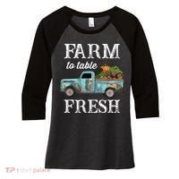 Farm Vegetables Truck Farm To Table Fresh Women's Tri-Blend 3/4-Sleeve Raglan Shirt thumb 0