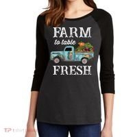 Farm Vegetables Truck Farm To Table Fresh Women's Tri-Blend 3/4-Sleeve Raglan Shirt thumb 2