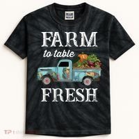 Farm Vegetables Truck Farm To Table Fresh Kids Tie-Dye T-Shirt thumb 0