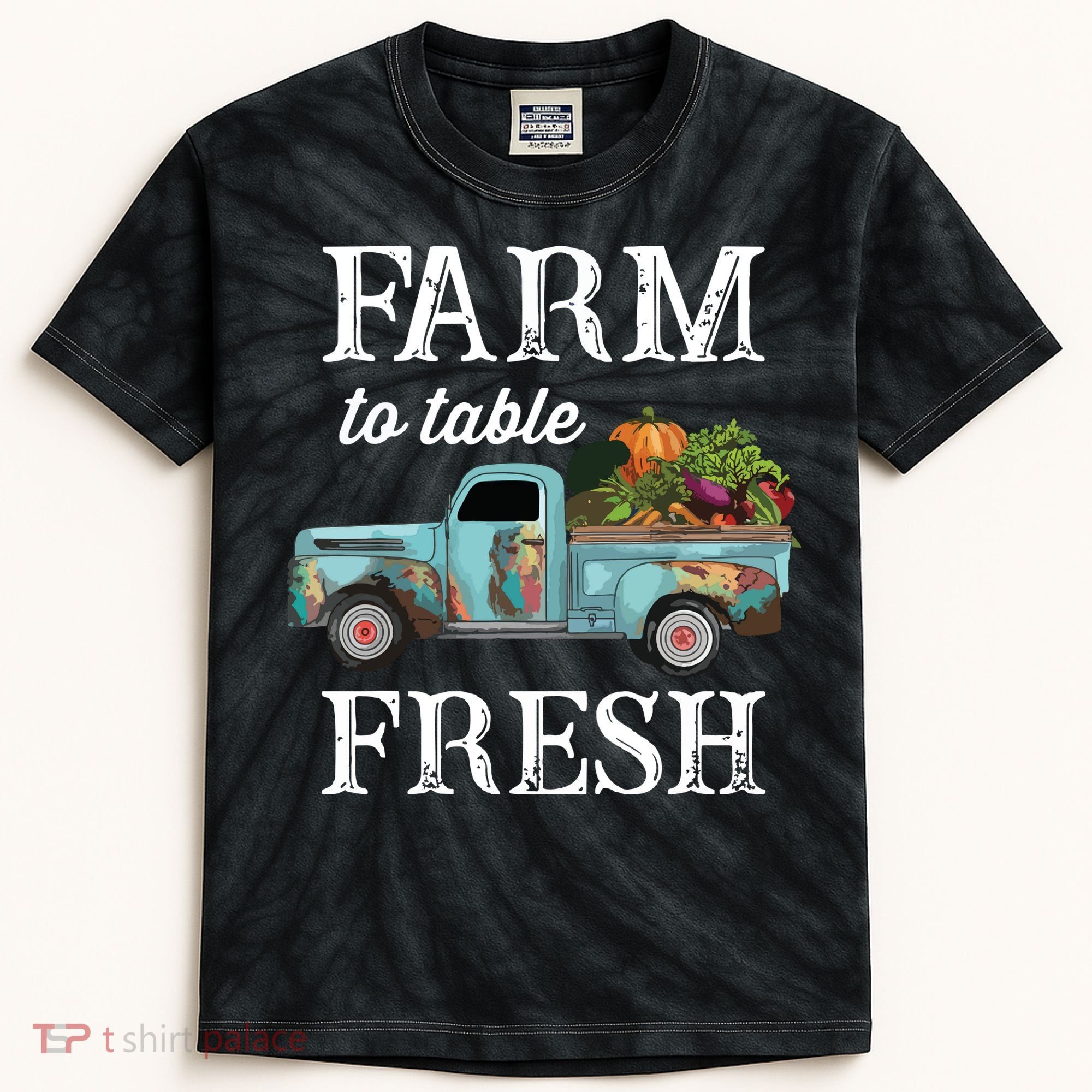 Farm Vegetables Truck Farm To Table Fresh Kids Tie-Dye T-Shirt