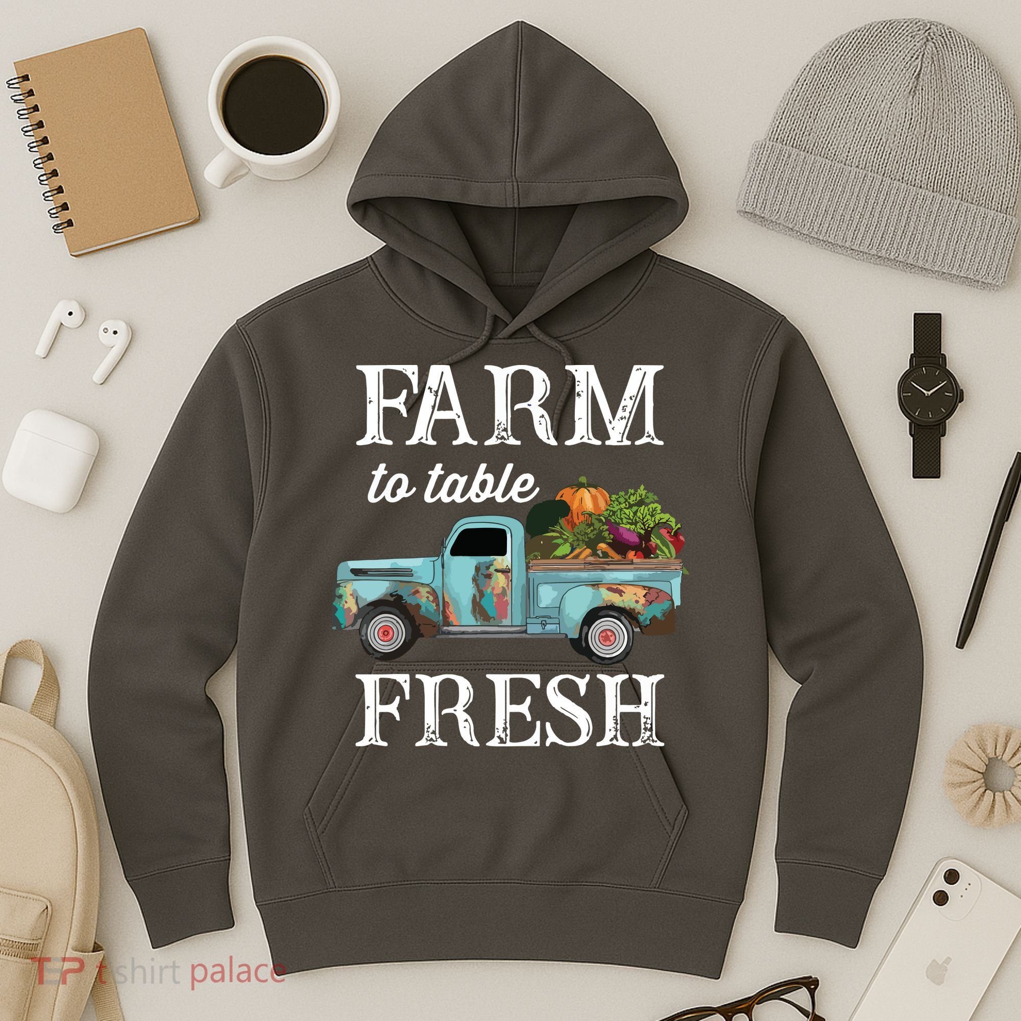 Farm Vegetables Truck Farm To Table Fresh Hoodie