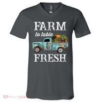 Farm Vegetables Truck Farm To Table Fresh V-Neck T-Shirt thumb 0