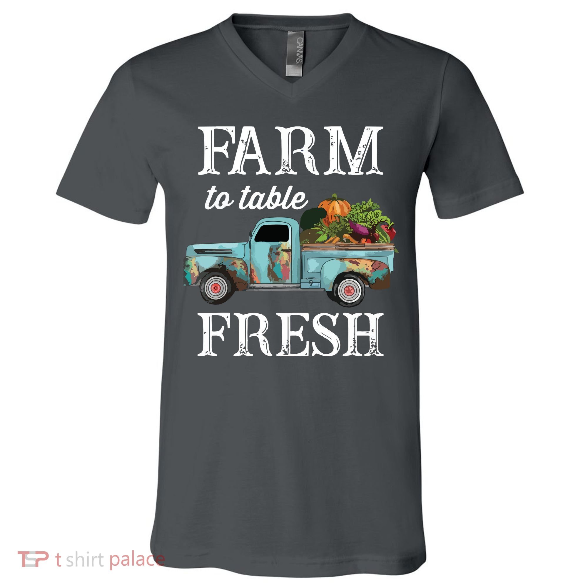 Farm Vegetables Truck Farm To Table Fresh V-Neck T-Shirt