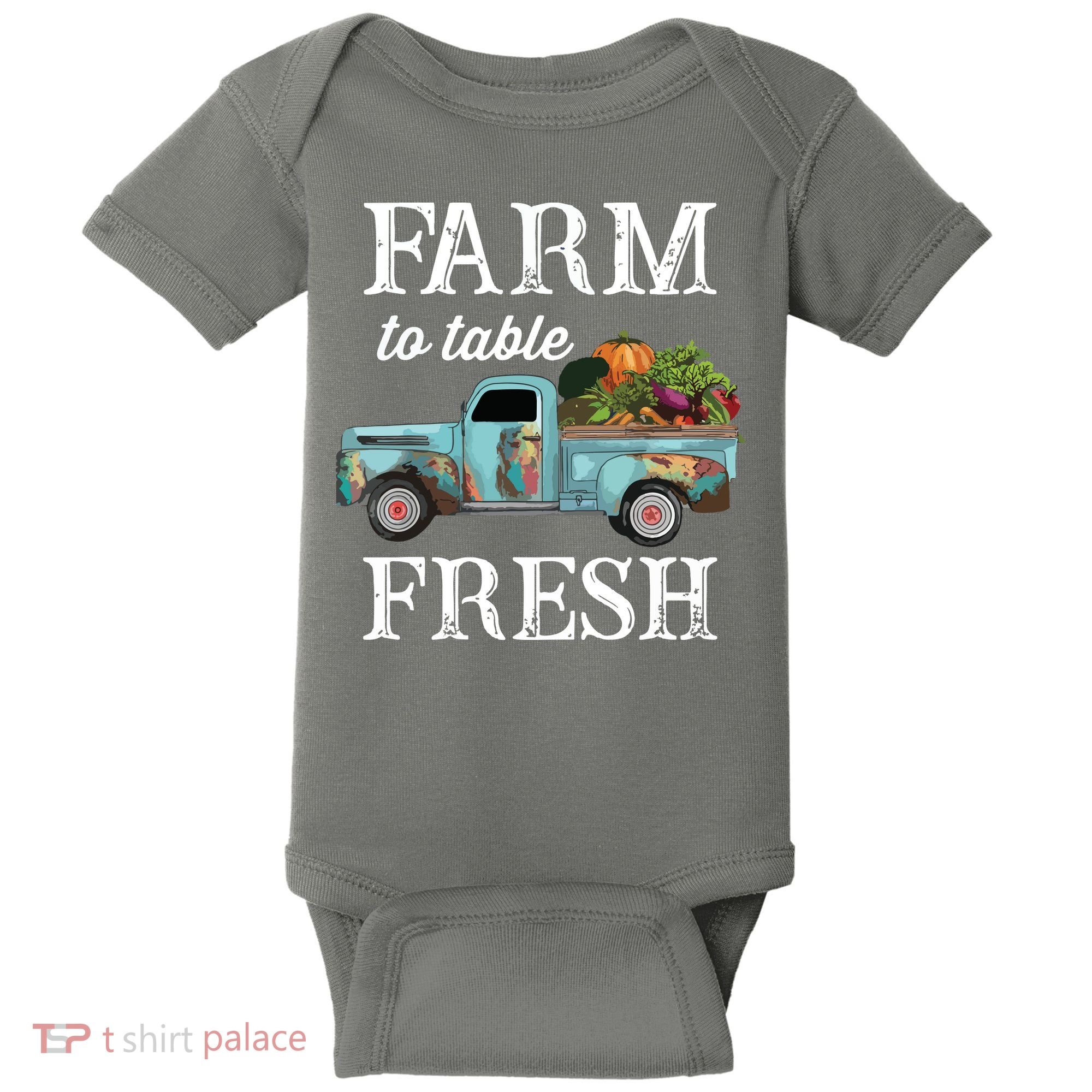 Farm Vegetables Truck Farm To Table Fresh Baby Bodysuit