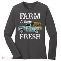 Farm Vegetables Truck Farm To Table Fresh Women's Long Sleeve Shirt thumb 0