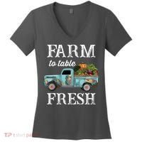 Farm Vegetables Truck Farm To Table Fresh Women's V-Neck T-Shirt thumb 0