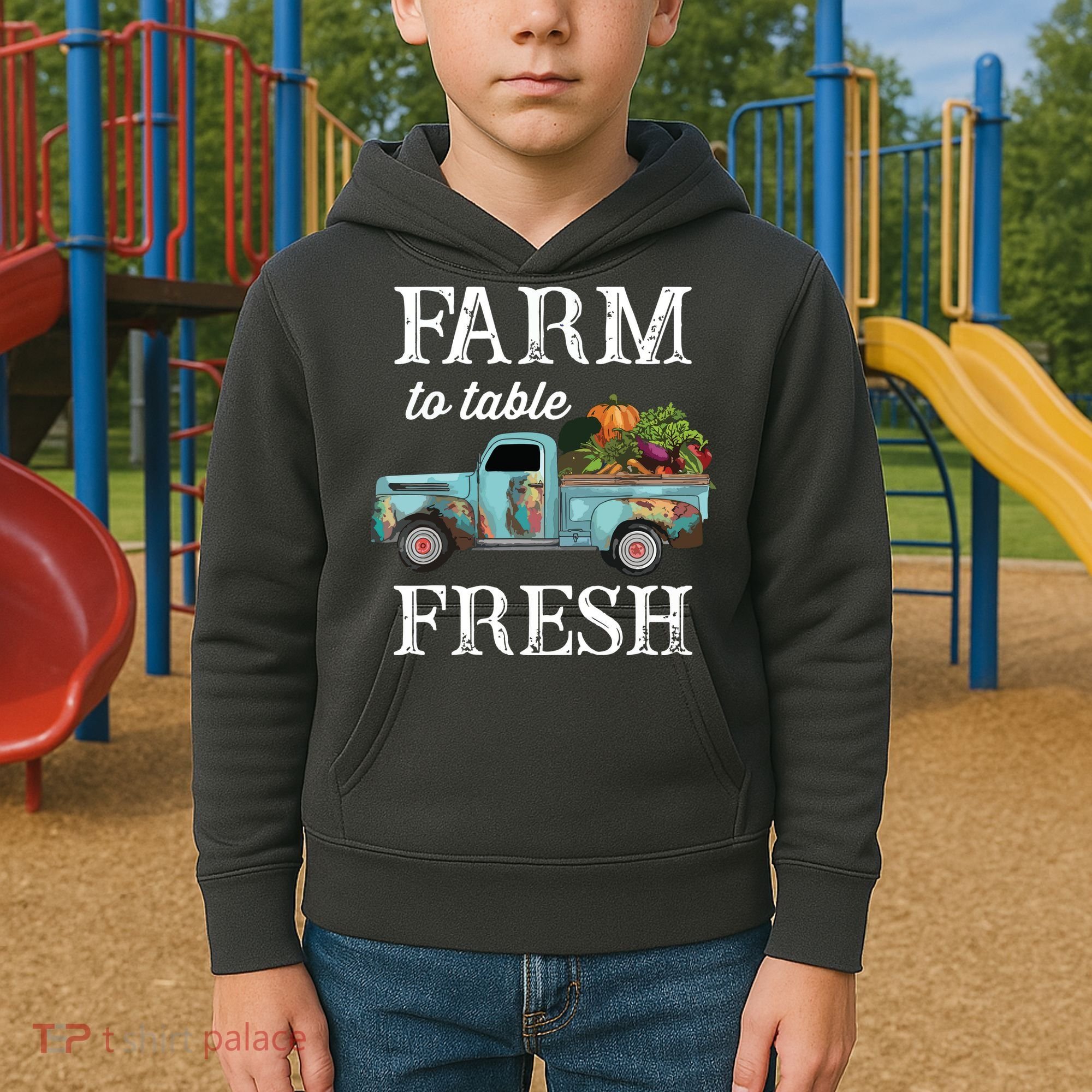 Farm Vegetables Truck Farm To Table Fresh Kids Hoodie