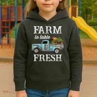 Farm Vegetables Truck Farm To Table Fresh Kids Hoodie thumb 3