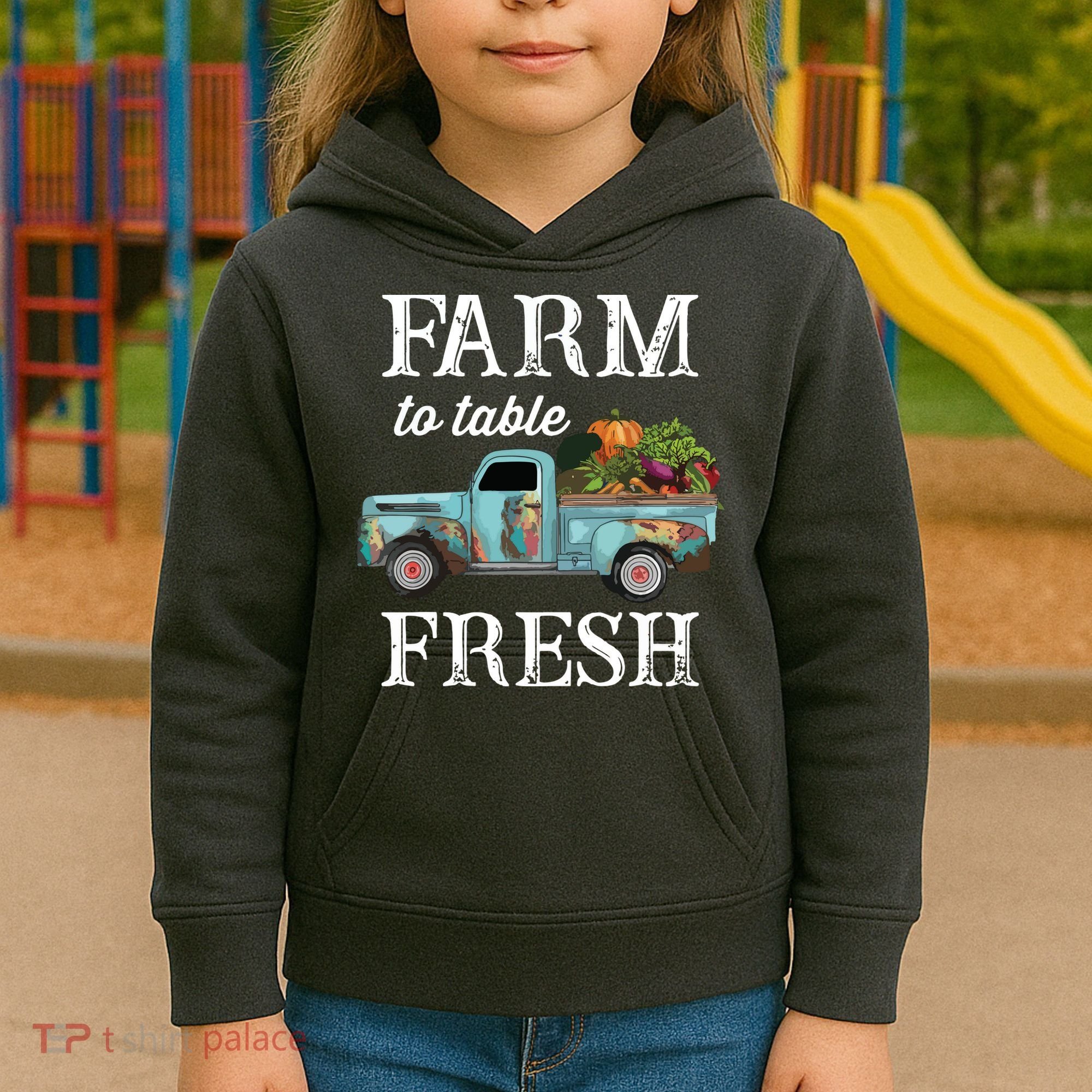 Farm Vegetables Truck Farm To Table Fresh Kids Hoodie