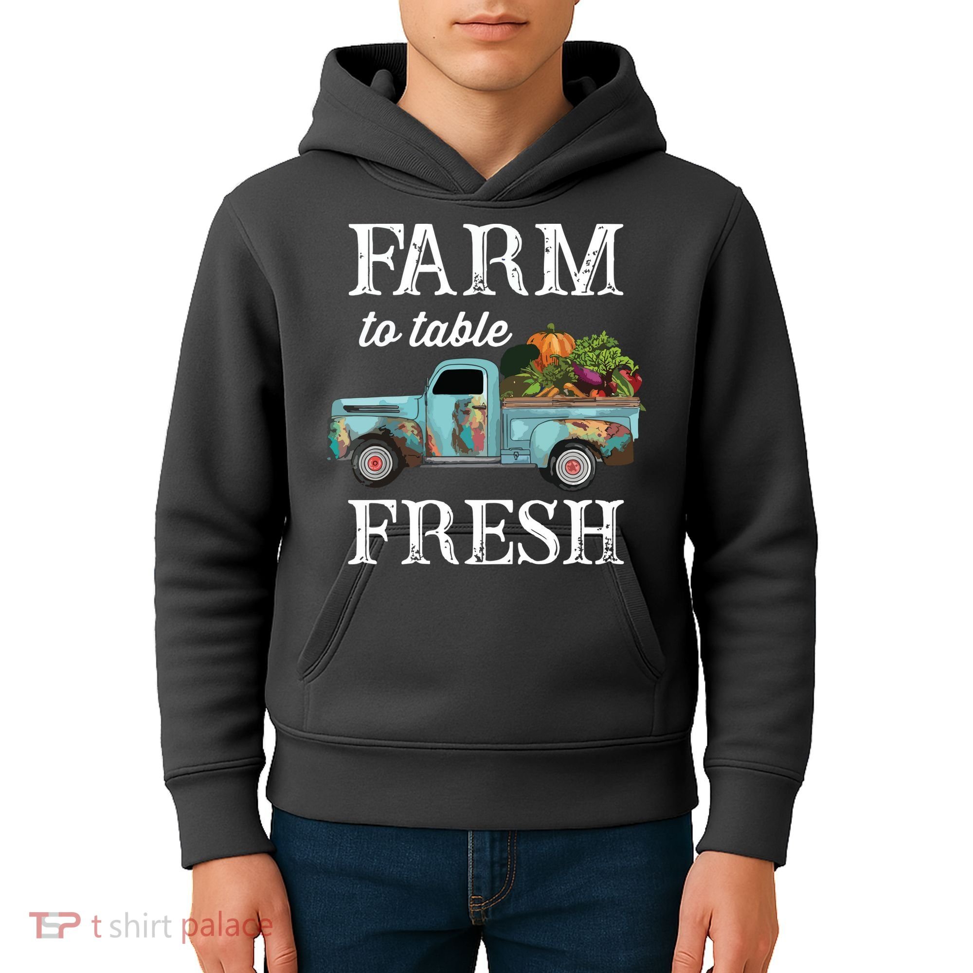 Farm Vegetables Truck Farm To Table Fresh Kids Hoodie