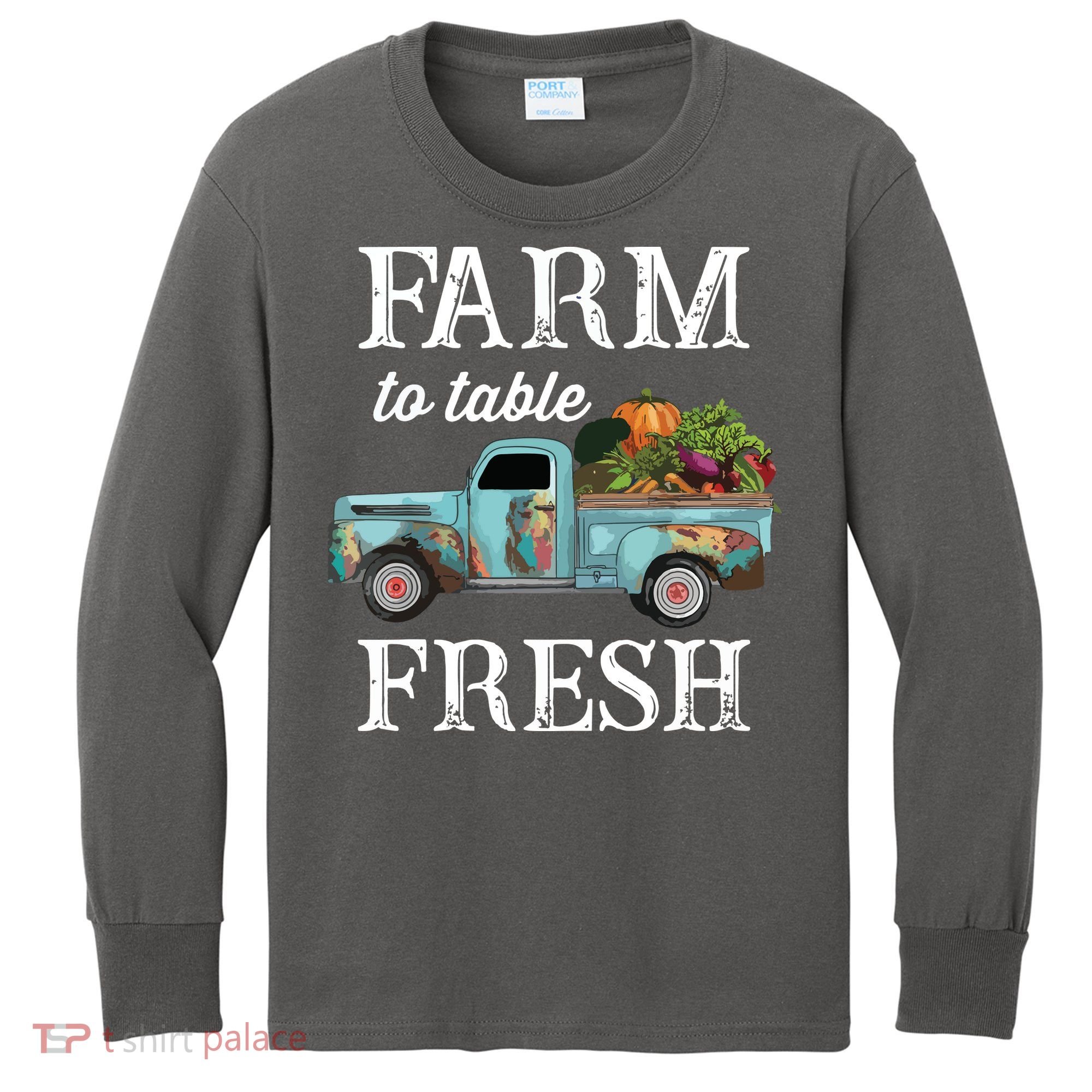 Farm Vegetables Truck Farm To Table Fresh Kids Long Sleeve Shirt