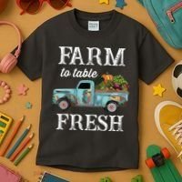 Farm Vegetables Truck Farm To Table Fresh Kids T-Shirt thumb 3