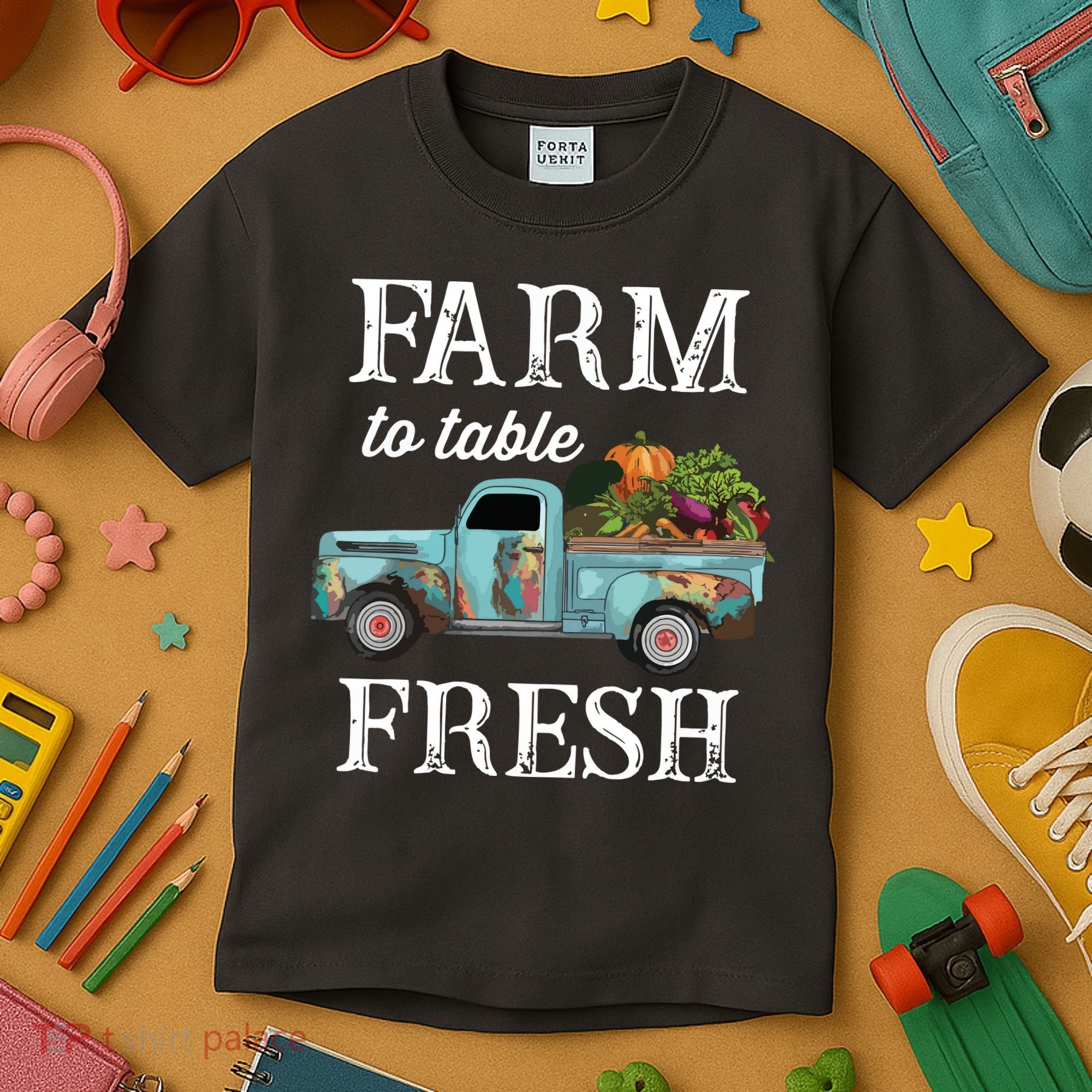 Farm Vegetables Truck Farm To Table Fresh Kids T-Shirt
