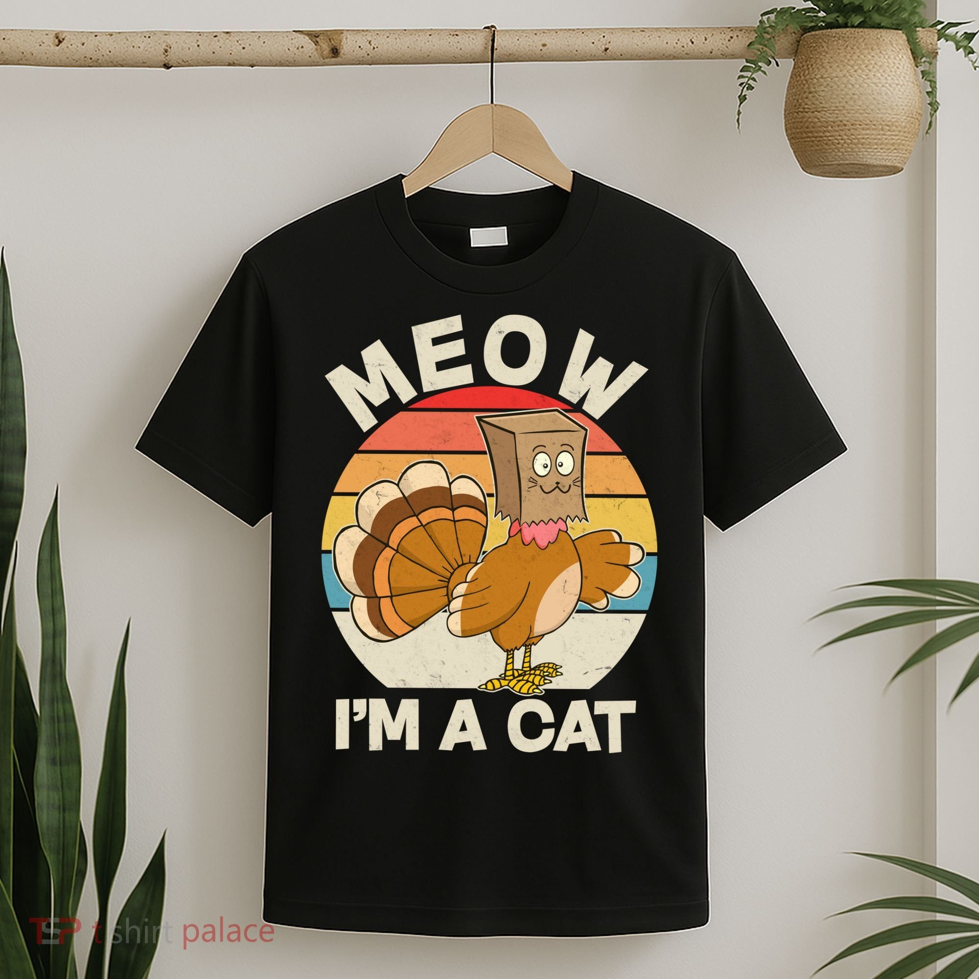 Funny Vintage Thanksgiving Turkey Meow I'm A Cat T-Shirt