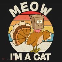 Funny Vintage Thanksgiving Turkey Meow I'm A Cat Women's Hoodie thumb 2