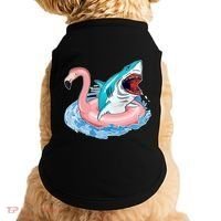 Funny Vacation Time Flamingo SwimTube Shark Doggie Tank thumb 0
