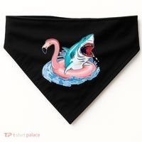 Funny Vacation Time Flamingo SwimTube Shark USA-Made Doggie Bandana thumb 0
