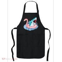 Funny Vacation Time Flamingo SwimTube Shark Apron thumb 0