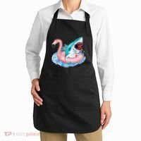 Funny Vacation Time Flamingo SwimTube Shark Apron thumb 2