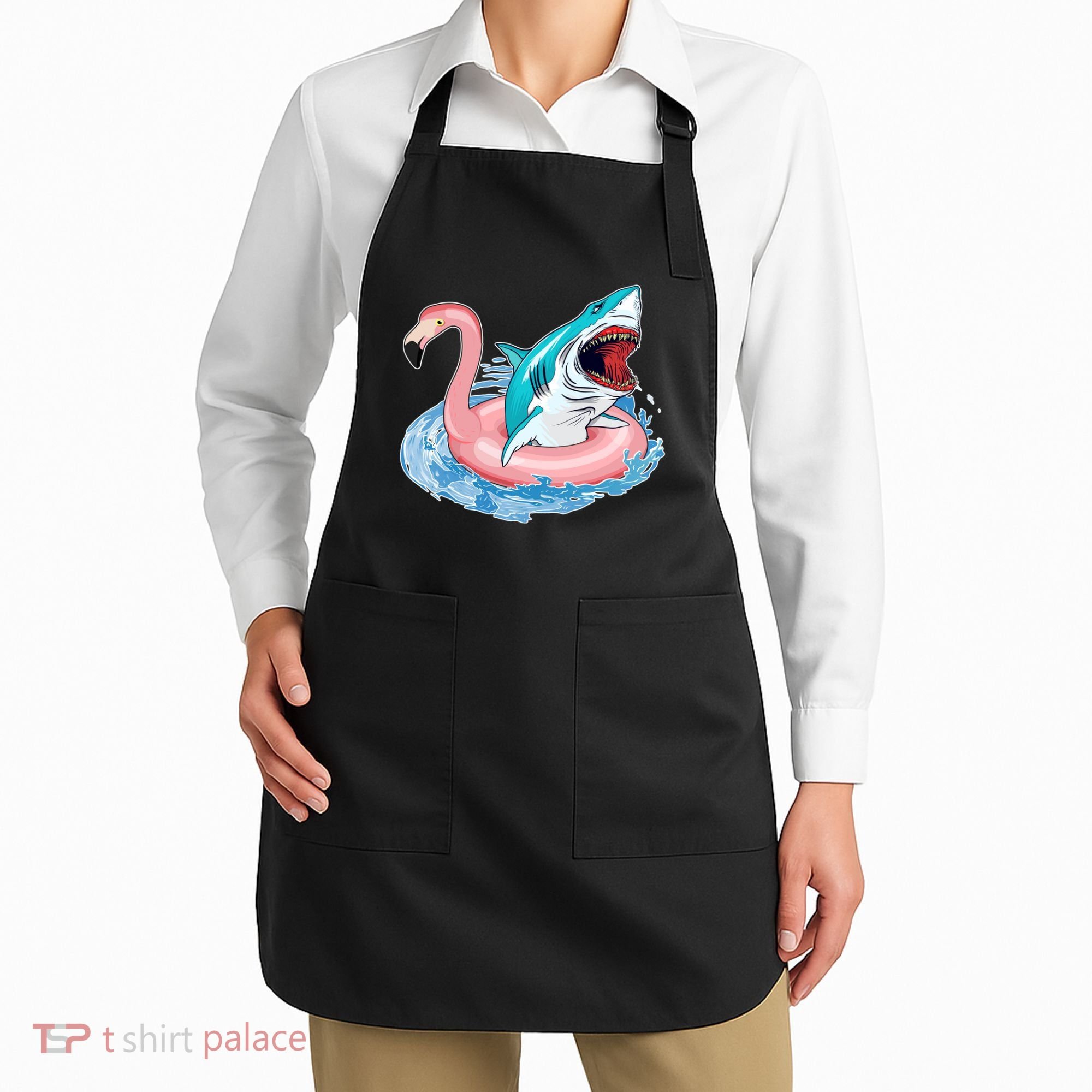 Funny Vacation Time Flamingo SwimTube Shark Apron