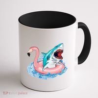 Funny Vacation Time Flamingo SwimTube Shark Coffee Mug thumb 1